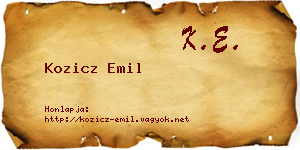 Kozicz Emil névjegykártya